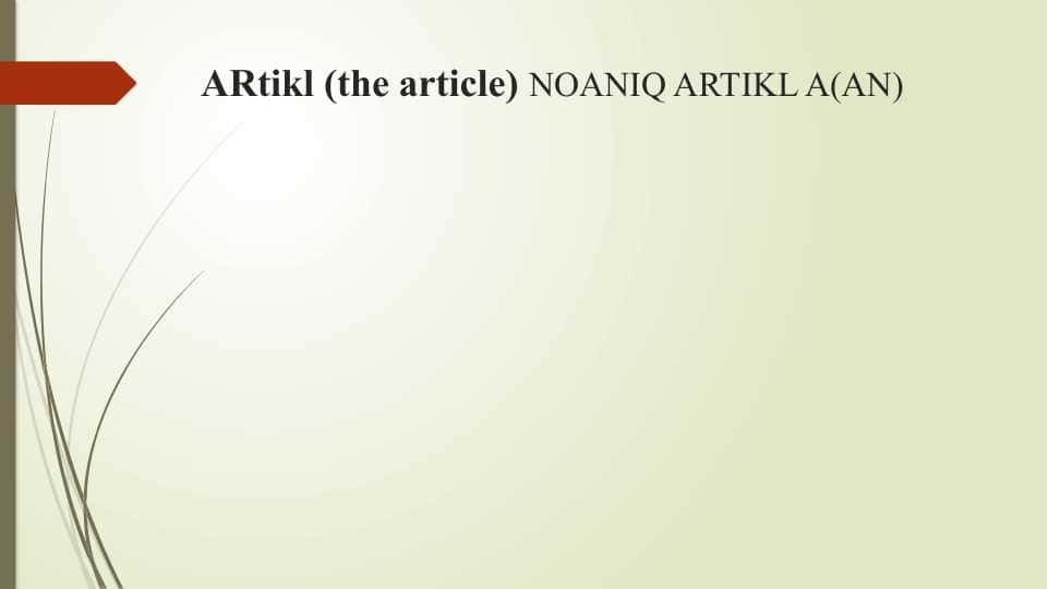 ARtikl (the article) NOANIQ ARTIKL A(AN)