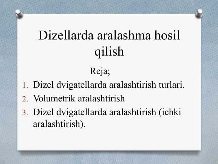 Dizellarda aralashma hosil qilish
