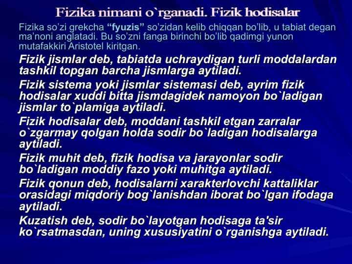 fizik hodisalar