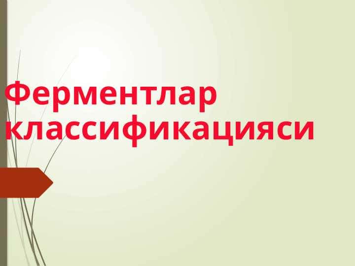 Ферментлар классификациясиФерментлар классификацияси