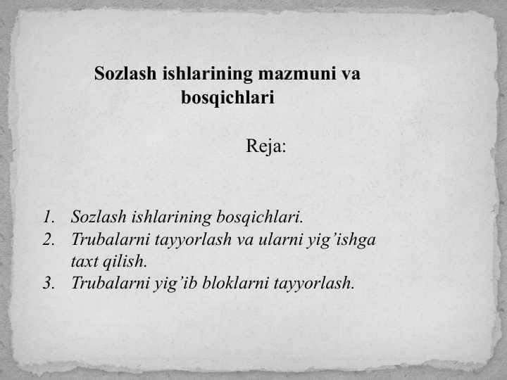 Sozlash ishlarining mazmuni va bosqichlari