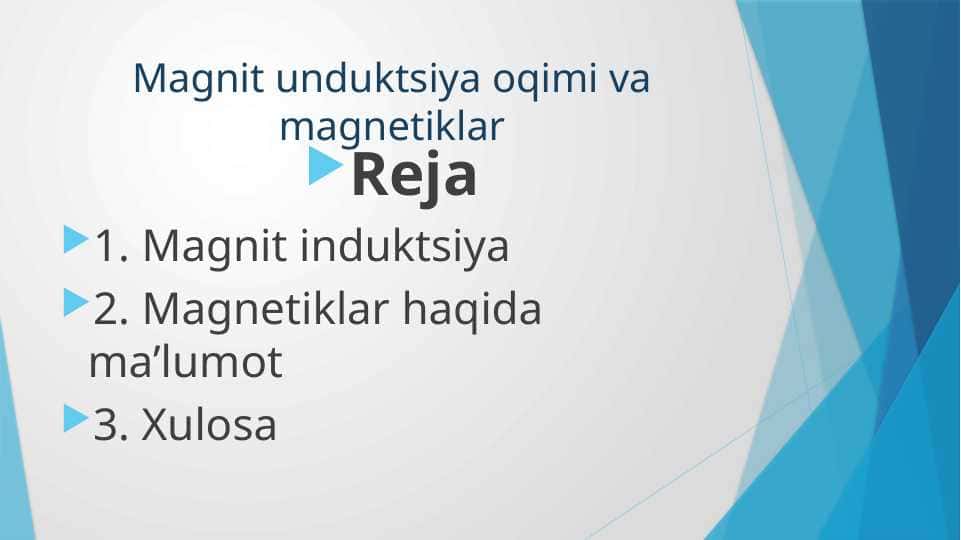 Magnit unduktsiya oqimi va magnetiklar