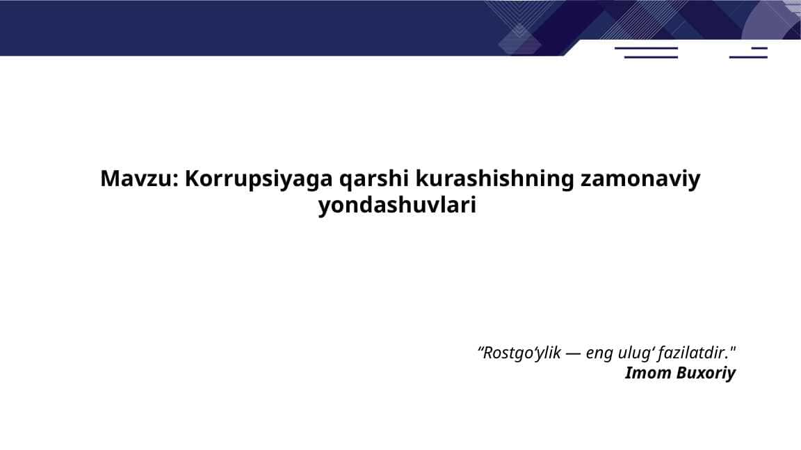 Korrupsiyaga qarshi kurashishning zamonaviy yondashuvlari