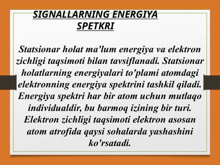 SIGNALLARNING ENERGIYA SPETKRI