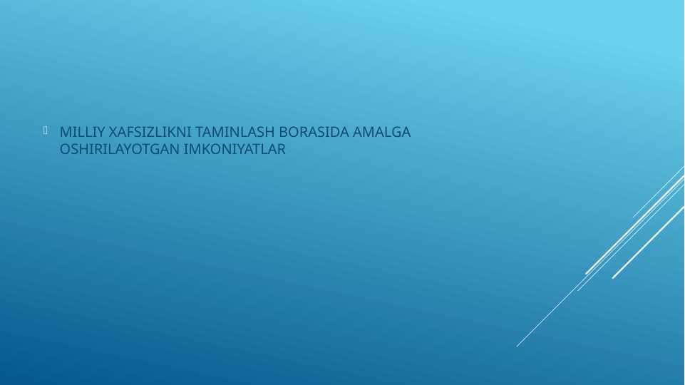 MILLIY XAFSIZLIKNI TAMINLASH BORASIDA AMALGA OSHIRILAYOTGAN IMKONIYATLAR