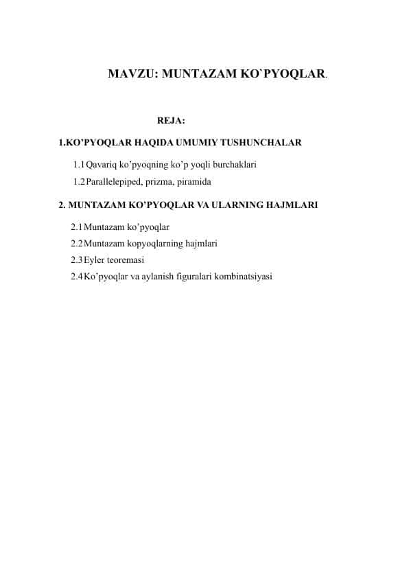 MUNTAZAM KO`PYOQLAR.