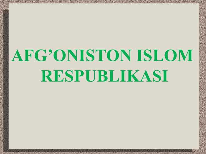 Afg'oniston Islom Respublikasi