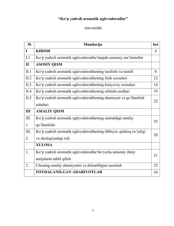 Ko‘p yadroli aromatik uglevodorodlar