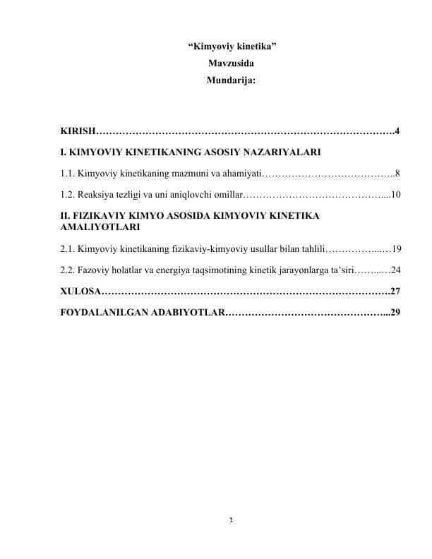 kimyoviy kinetika