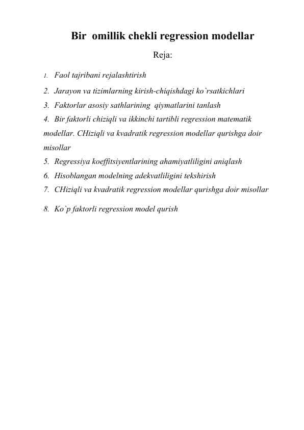 Bir omillik chekli regression modellar.doc
