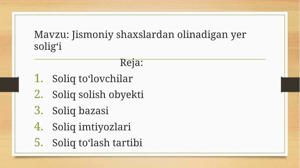 Jismoniy shaxslardan olinadigan yer solig‘i