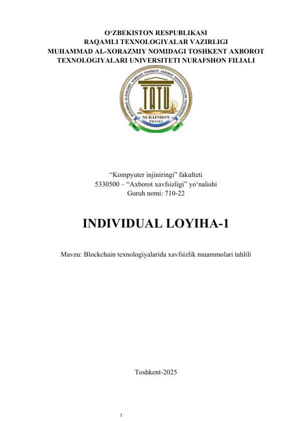 Blockchain texnologiyalarida xavfsizlik muammolari tahlili
