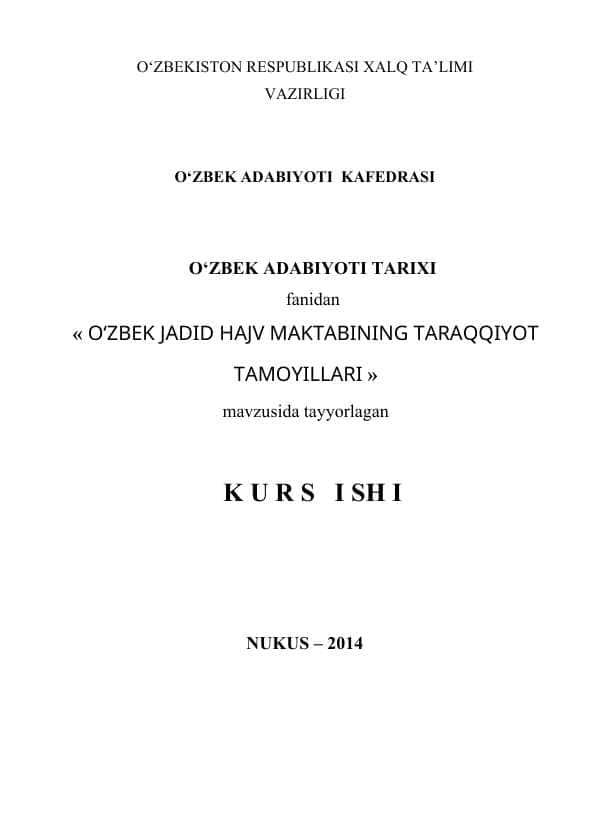 O'zbek jadid maktabining taraqqiyoti