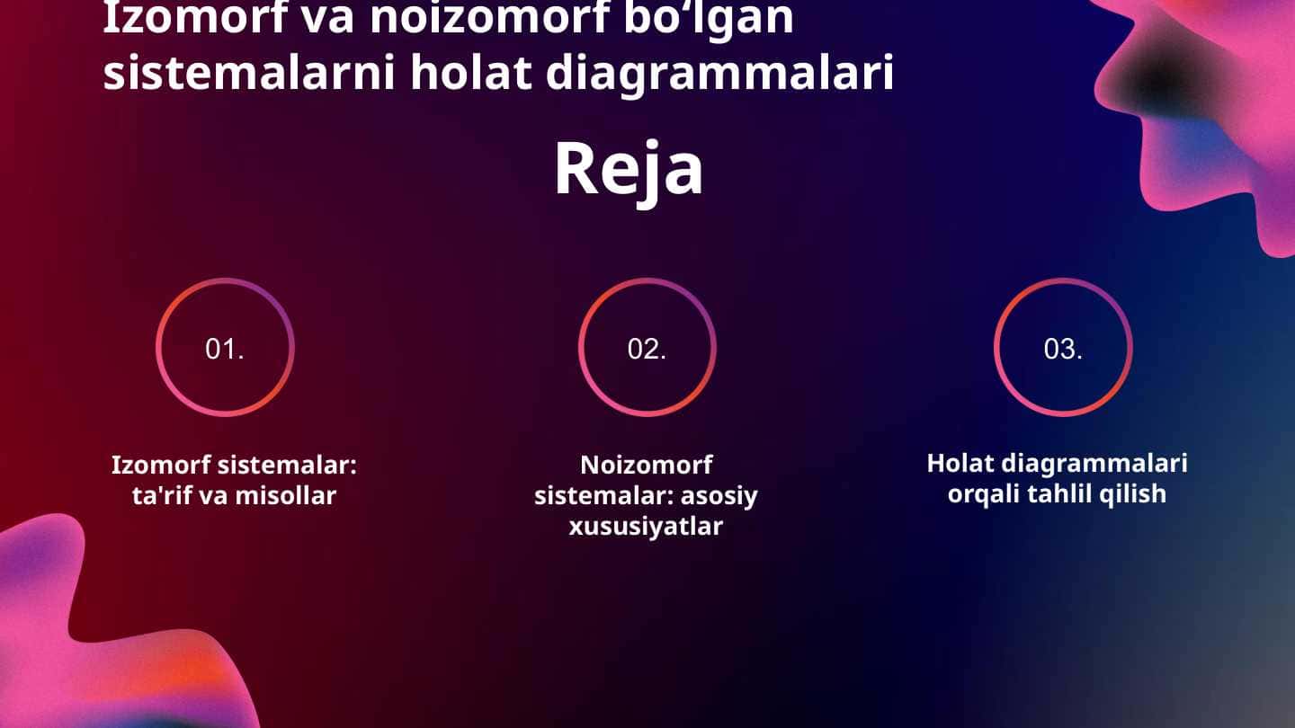 Izomorf va noizomorf boʻlgan sistemalarni holat diagrammalari