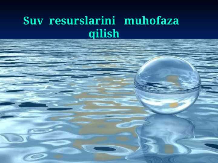 Suv resurslarini muhofaza qilish