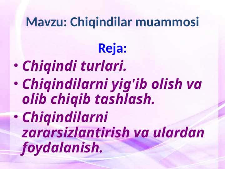 Chiqindilar muammosi