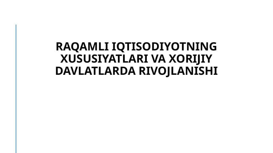 Raqamli iqtisodiyotning xususiyatlari va xorijiy davlatlarda rivojlanishi 24