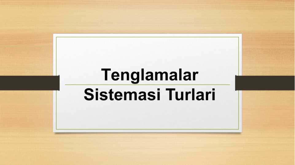 Tenglamalar Sistemasi Turlari