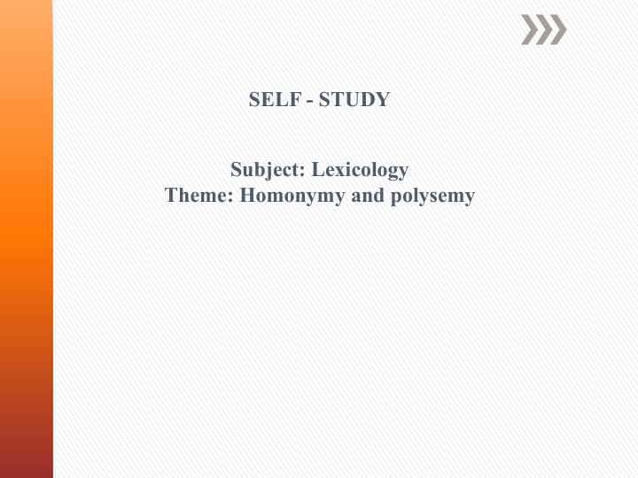 Homonymy and polysemy