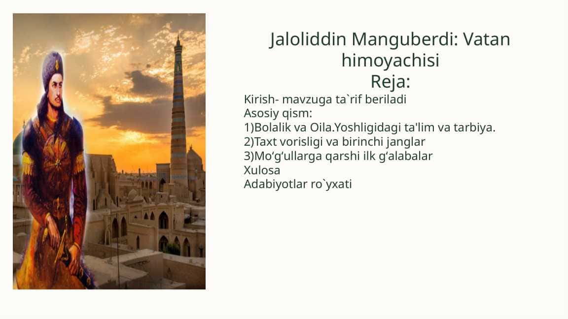 Jaloliddin Manguberdi: Vatan himoyachisi
