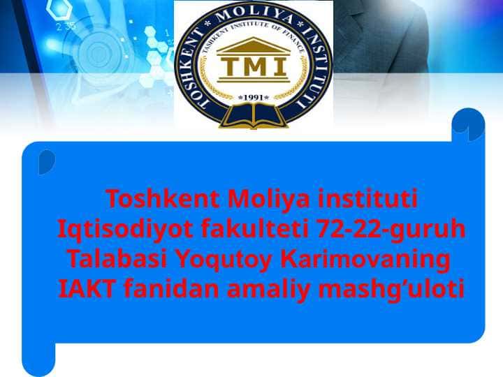 Iqtisodiyotda amaliy dasturiy ta'minotning o’rni va ahamiyati, HAMDA TURLI MODELLARI