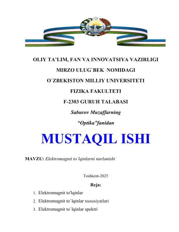 Elektromagnit to`lqinlar nurlanishi