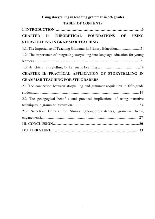 Using stoeytelling in teaching grammar in 5th grades