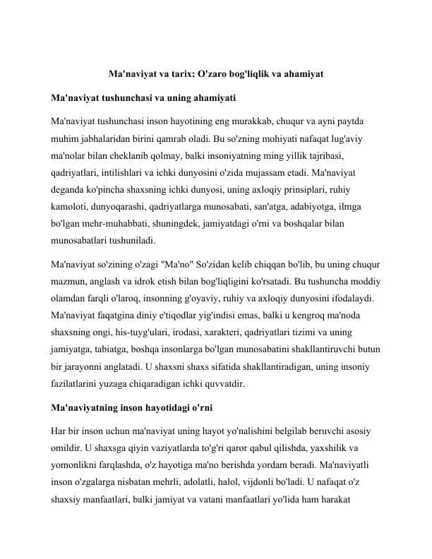 Ma'naviyat va tarix