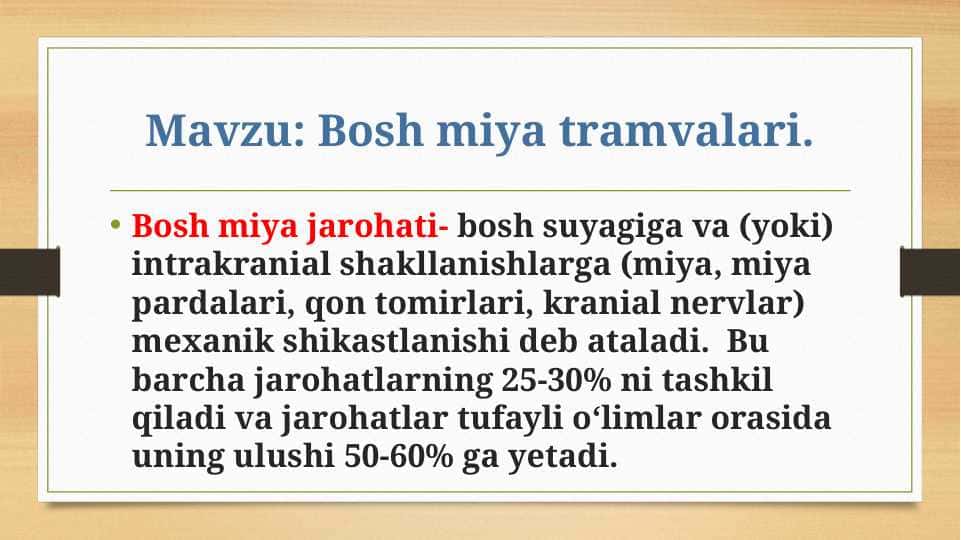 Bosh miya travmalari