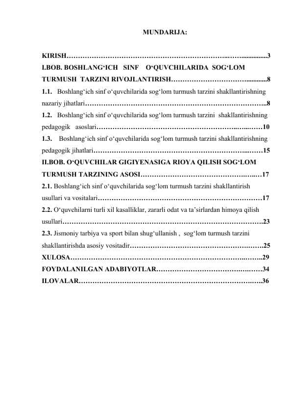 BOSHLANGICH SINF OQUVCHILARIDA SOGLOM TURMUSH TARZINI RIVOJLANTIRISH.docx