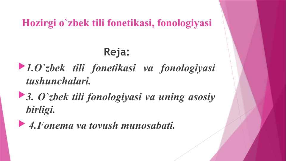 Hozirgi o`zbek tili fonetikasi, fonologiyasi