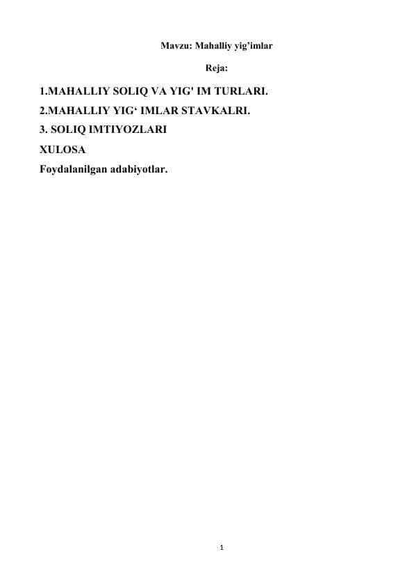 MAHALLIY SOLIQLAR