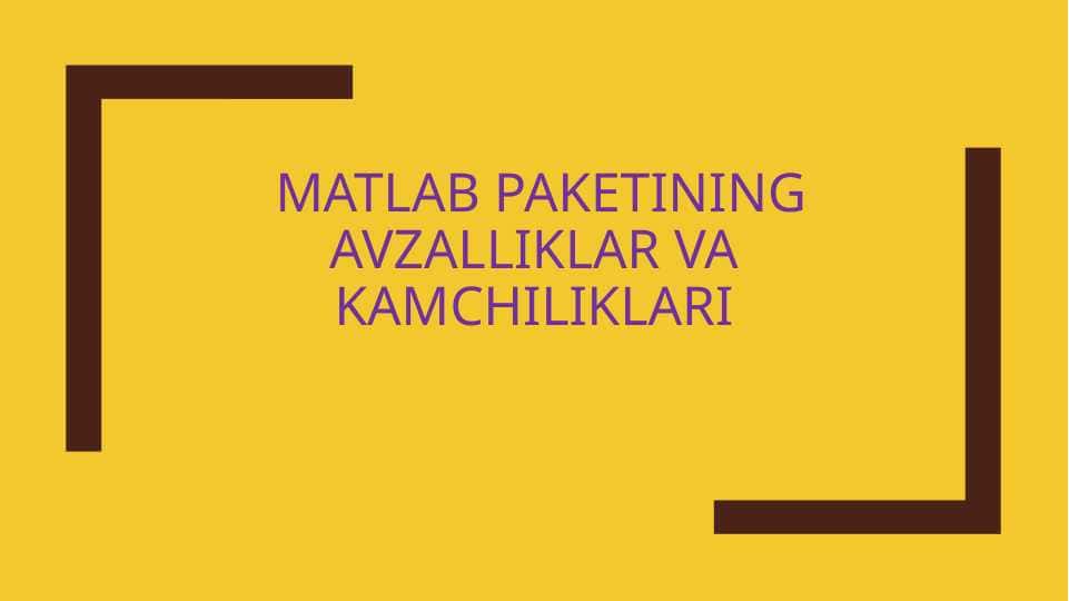 MATLAB paketining avzalliklar va kamchiliklari