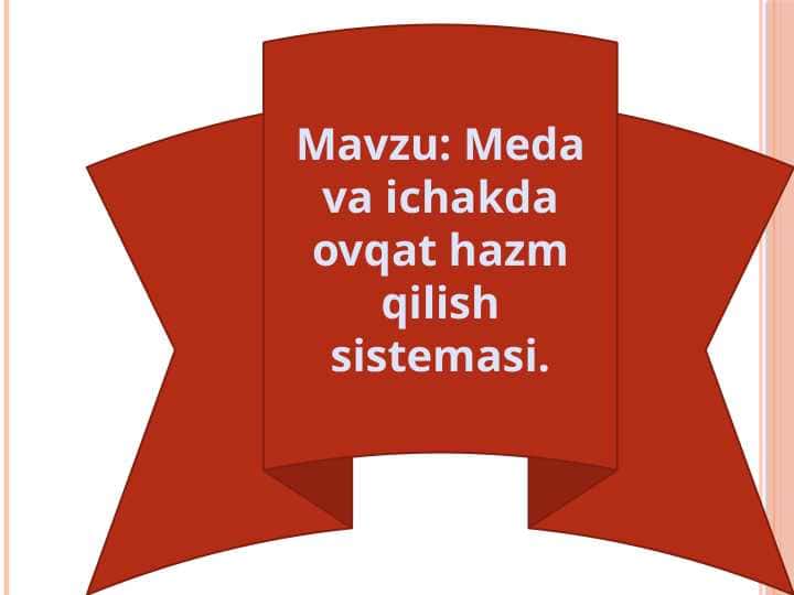 Meda va ichakda ovqat hazm qilish sistemasi.