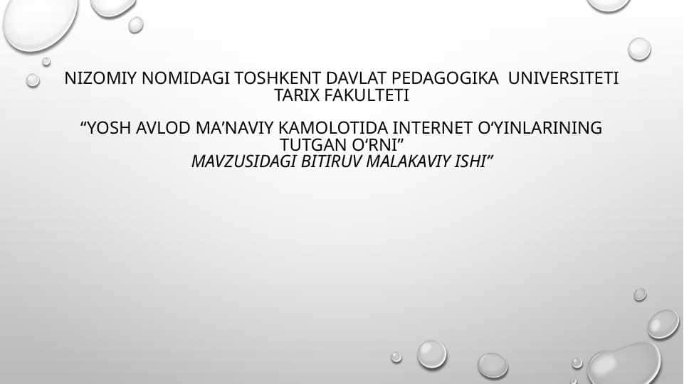 yosh avlod Maʼnaviy kamolotida Internet oʻyinlarining tutgan oʻrni