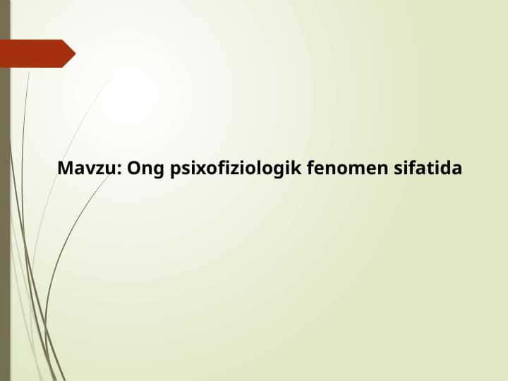 Ong psixofiziologik fenomen sifatida
