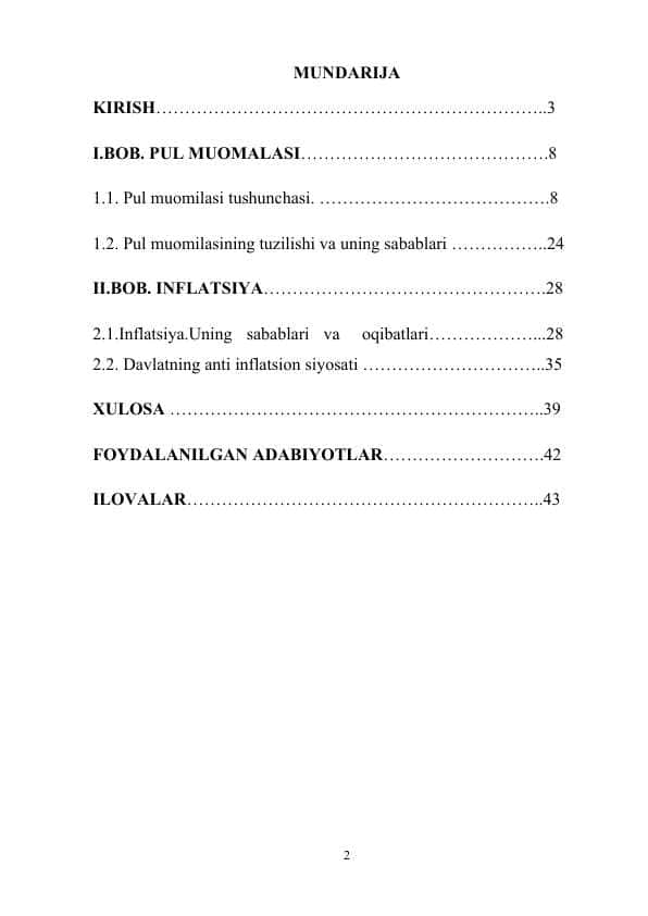 PUL MUOMALASINI BARQARORLASHTIRISH