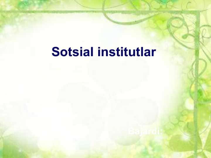Sotsial institutlar
