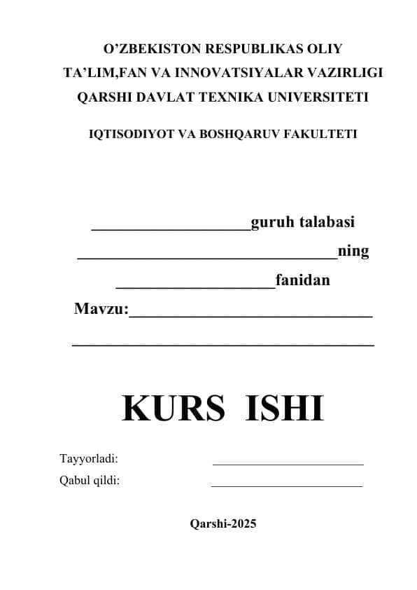 kurs ishi yuzi