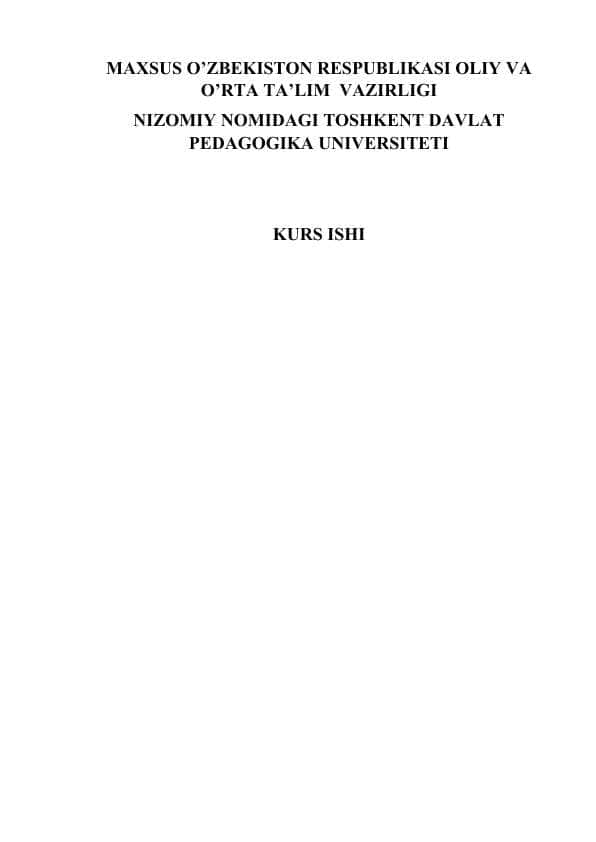 Kurs ishi SHUKUR XOLMIRZAYEV – MOHIR HIKOYANAVIS
