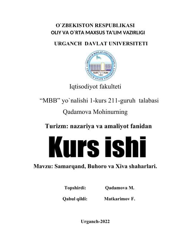 Qishloq turizmini rivojlantirishda mehmonxona xizmatlarini tashkil etish