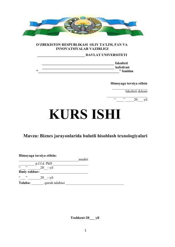 Biznes jarayonlarida bulutli hisoblash texnologiyalari