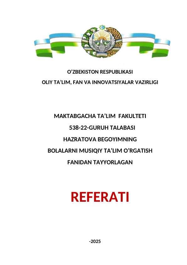 Maktabgacha ta'lim tashkilotlarida musiqa mashg'ulotlarida qo'llanadigan faoliyatlar va ularning turlari