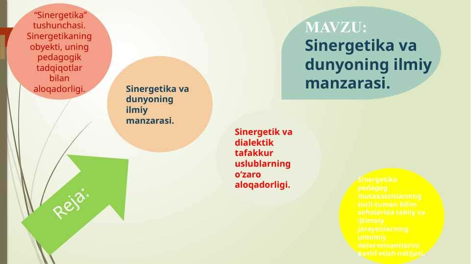 Sinergetika va dunyoning ilmiy manzarasi.