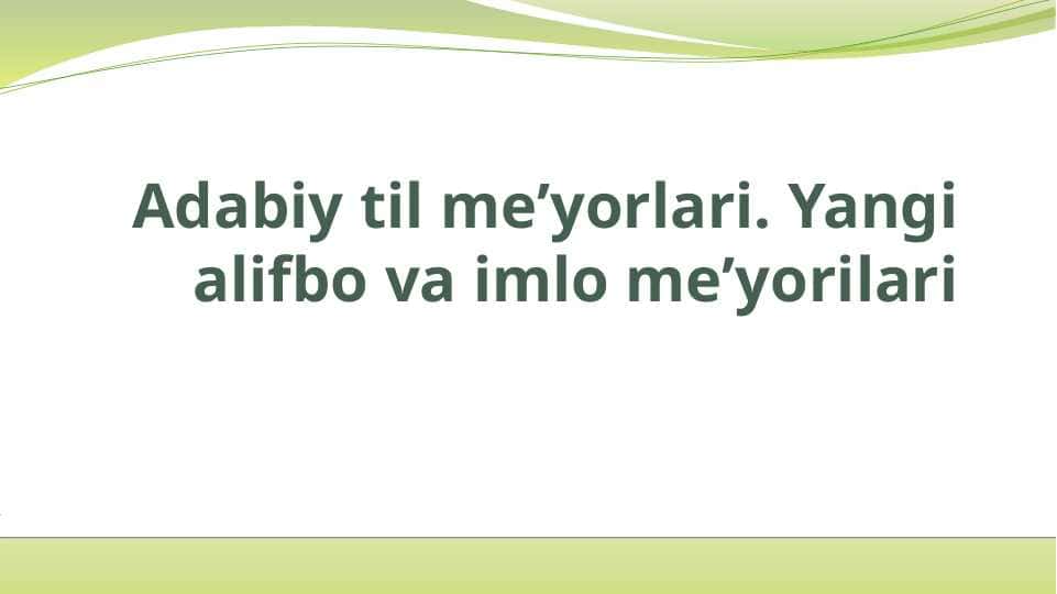 Adabiy til meʼyorlari. Yangi alifbo va imlo meʼyorilari