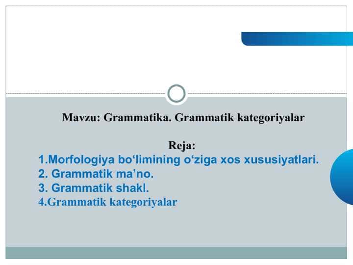 Grammatika. Grammatik kategoriyalar