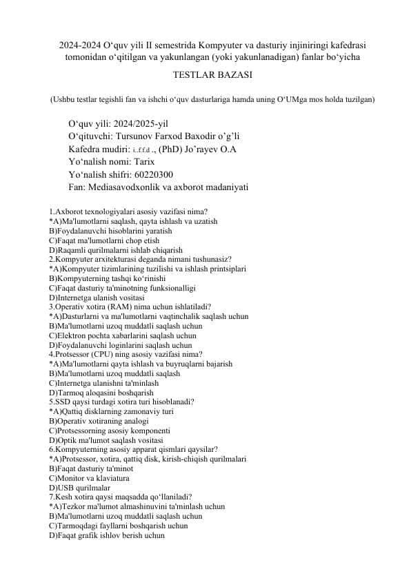 Mediasavodxonlik va axborot madaniyati