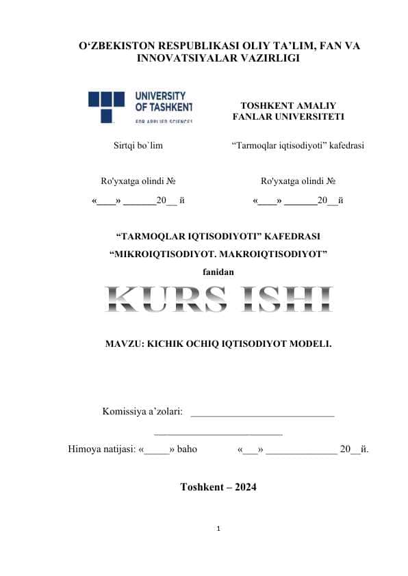 KICHIK OCHIQ IQTISODIYOT MODELI