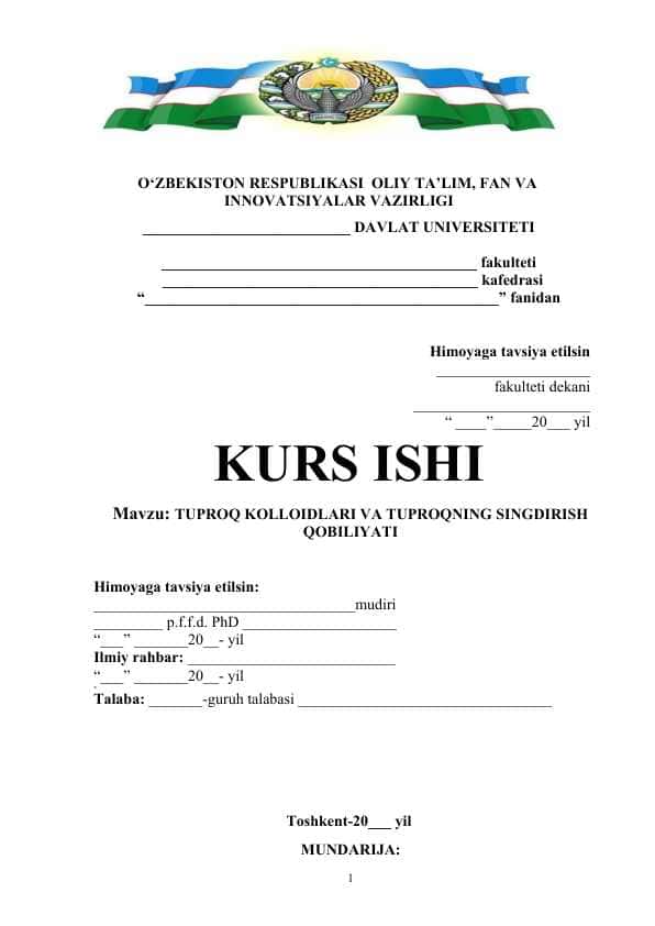 TUPROQ KOLLOIDLARI VA TUPROQNING SINGDIRISH QOBILIYATI