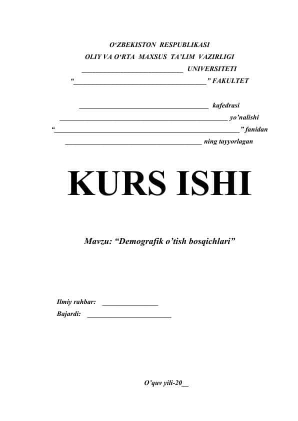 Demografik o’tish bosqichlari